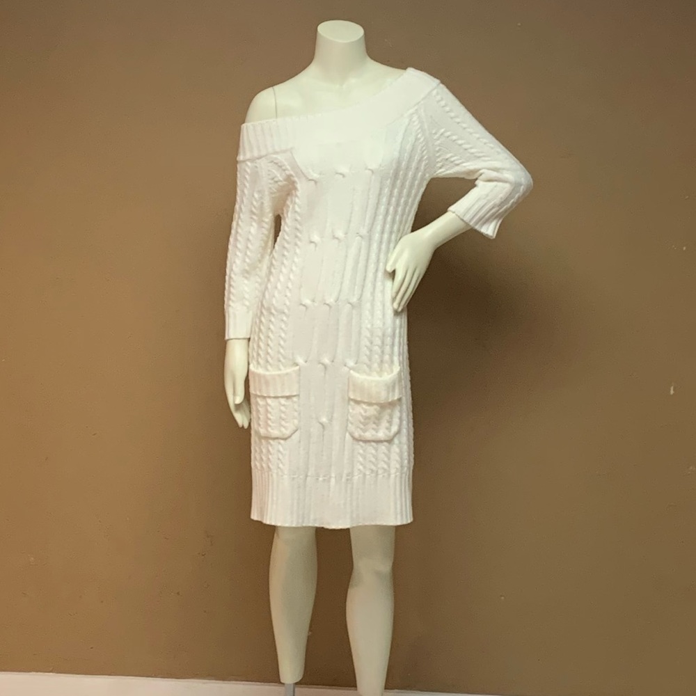 White One Shoulder Sweater Dress